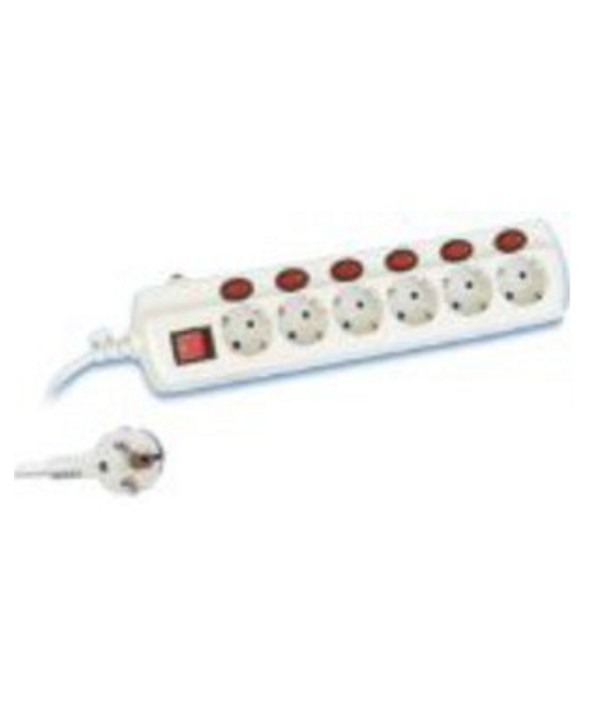 Base red multiple 6 vias con interruptor individual