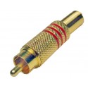 Conector rca macho metal dorado rojo