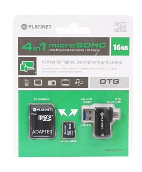 Memoria microsd 16 gb+adap.sd+lector micro usb