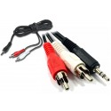 Conexion audio jack 3.5 st/m a 2 rca/m 1.5m economico