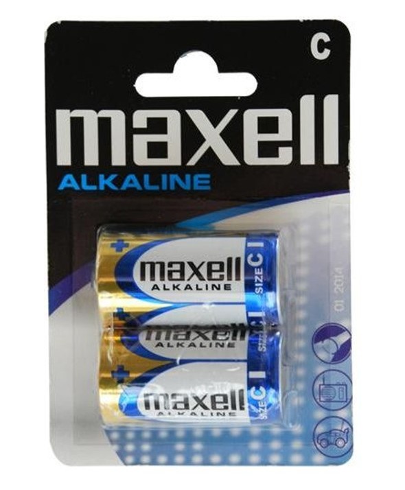 Pila alcalina lr14 mxl maxell blister 2 unidades