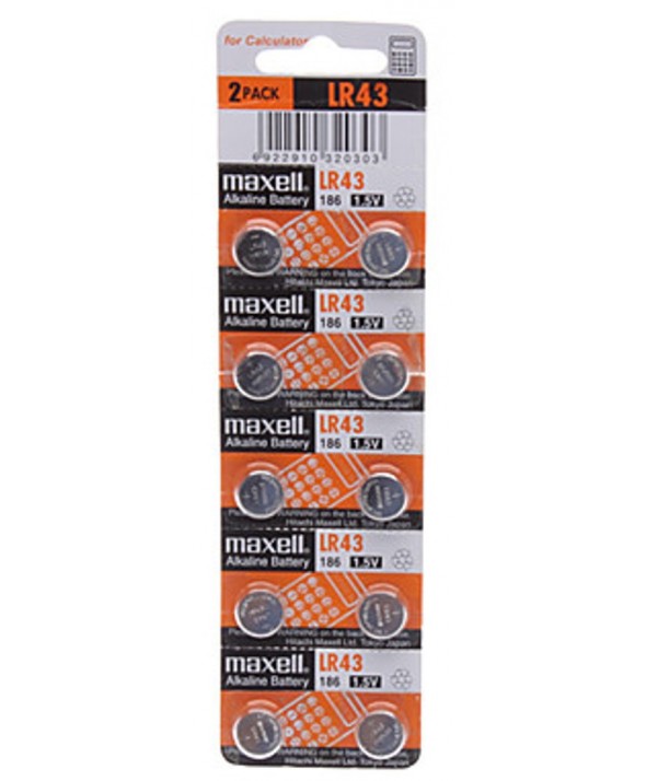 Pila alcalina 186 (lr43) 1.5v maxell blister 10 unidades