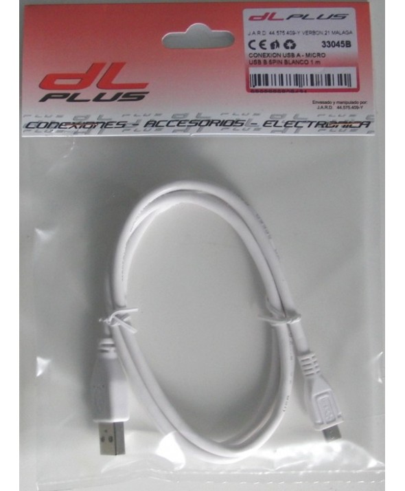 Conexion usb a - micro usb b 5pin blanco 1 m