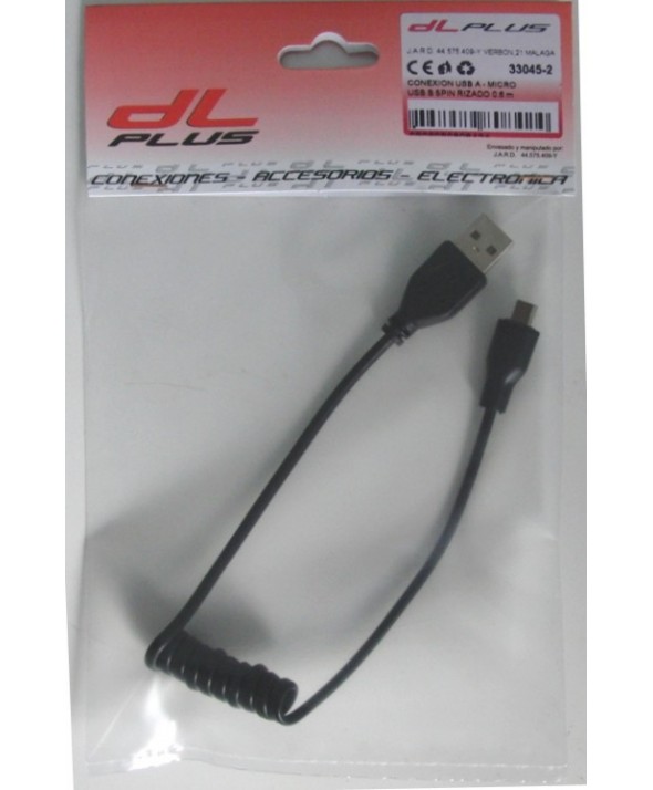 Conexion usb a - micro usb b 5pin rizado 0.6 m