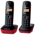 Telefono inalambrico duo panasonic kxtg1612 rojo