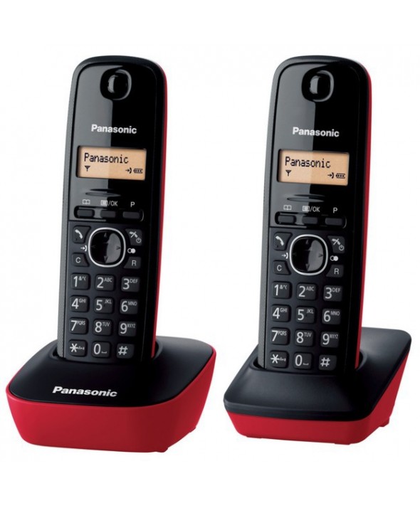 Telefono inalambrico duo panasonic kxtg1612 rojo