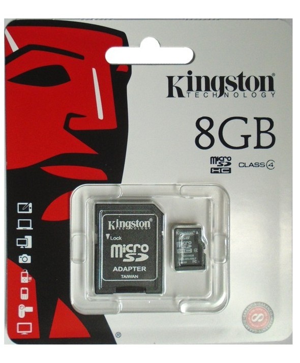 Memoria microsd 8 gb + adaptador kingston