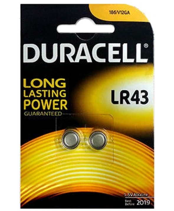 Pila alcalina lr43 1.5v duracell blister de 2