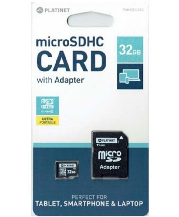 Memoria microsd 32 gb class10 + adaptador sd platinet