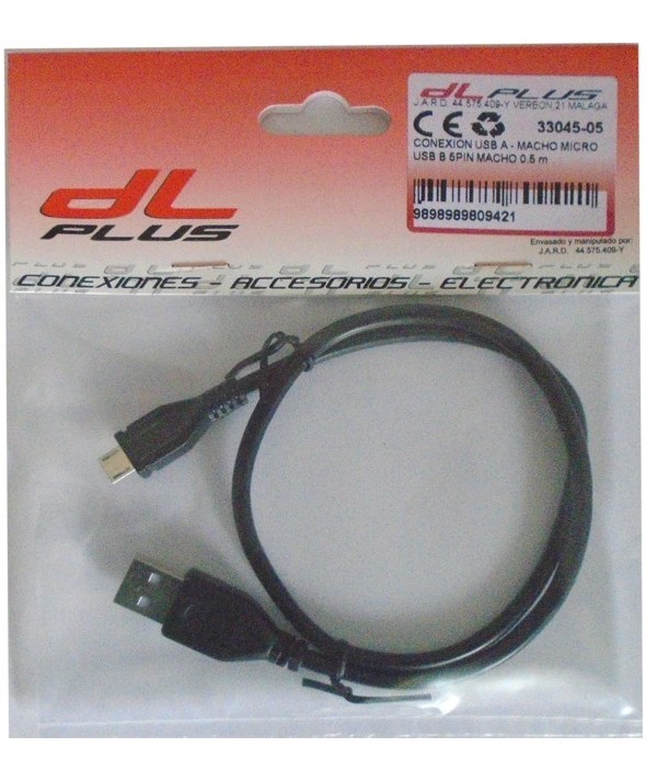 Conexion usb a macho - micro usb b 5pin macho 0.5 m