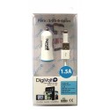 Cargador mechero usb 1.5a+conexion lightning 1 m