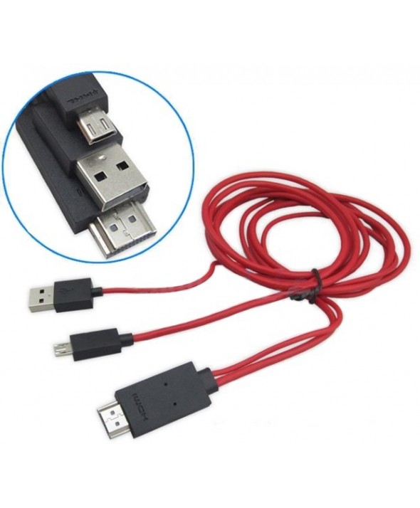 Conexion micro usb(2.0) a hdmi hd cable 1.8m