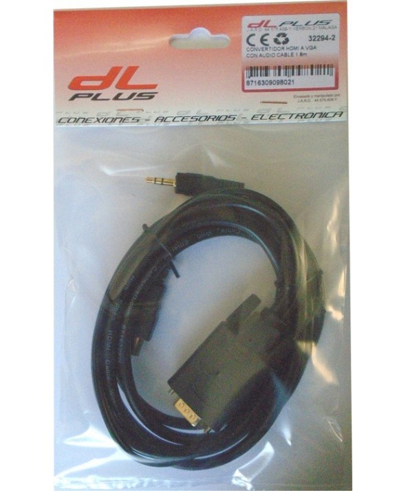 Convertidor hdmi a vga con audio cable 1.8m