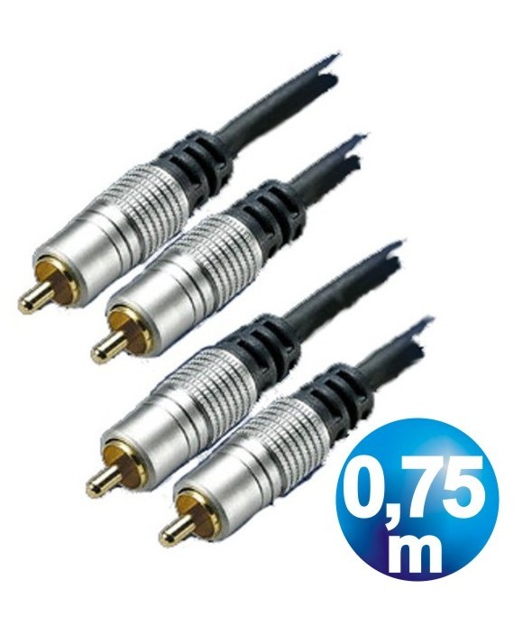 Conexion audio 2 rca m/m ht cable 0.75m