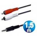 Conexion audio jack 3.5 st/m a 2 rca/m 1.5m