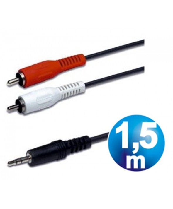 Conexion audio jack 3.5 st/m a 2 rca/m 1.5m