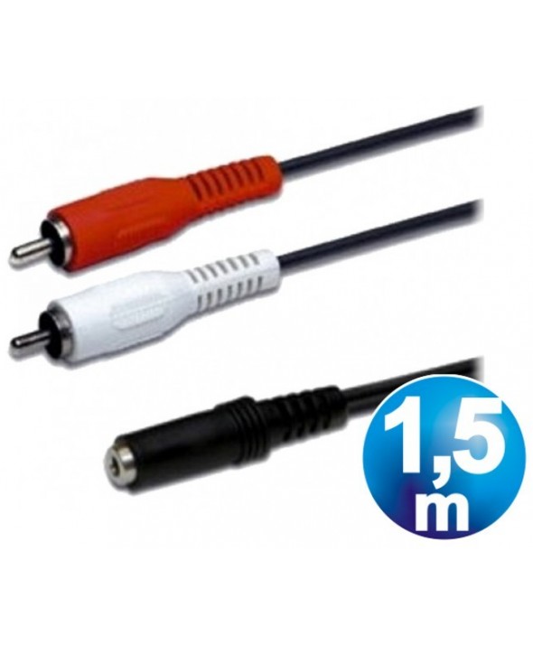 Conexion audio jack 3.5 st/h a 2 rca/m 1.5m