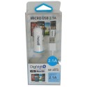 Cargador mechero usb 2.1a+conexion micro usb 1 m