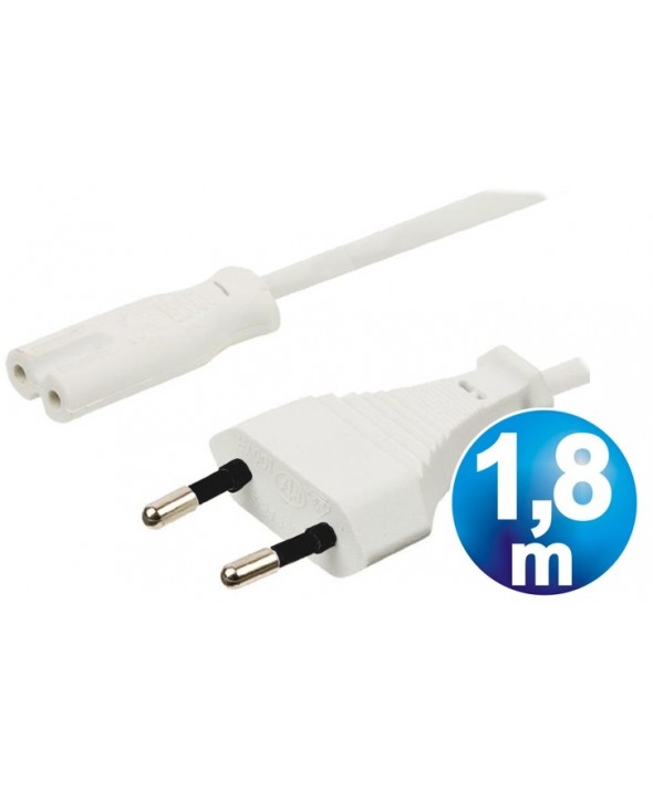 Cable alimentacion 2 x 0.75mm² tipo "8" c7 blanco 1.8m