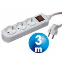 Base red multiple 3 vias con interruptor cable 3m