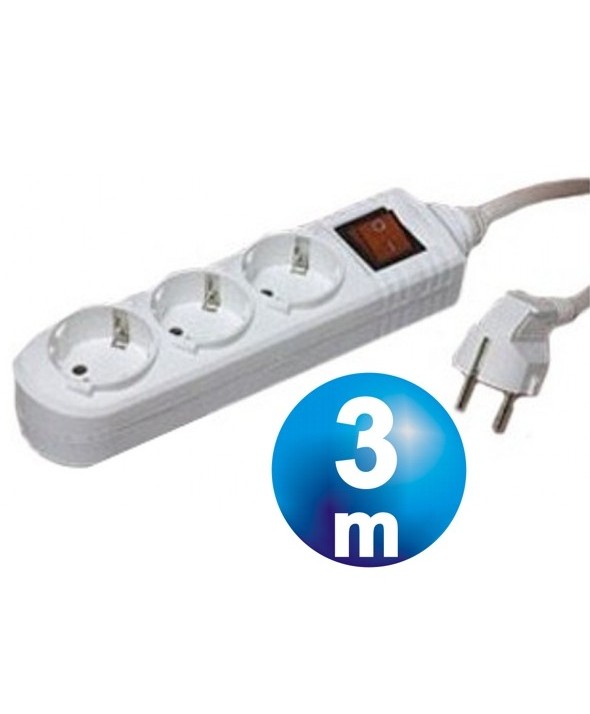 Base red multiple 3 vias con interruptor cable 3m