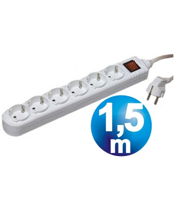 Base red multiple 6 vias con interruptor 1.5 m