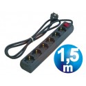 Base red multiple 6 vias con interruptor 1.5 m negra