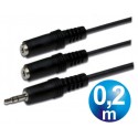 Conex. audio jack 3.5 st/m a 2 jack 3.5 st/h 0.2m