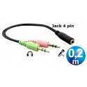 Conex. audio+micro jack 3.5 4 pin.h a 2 st/m 0.2m