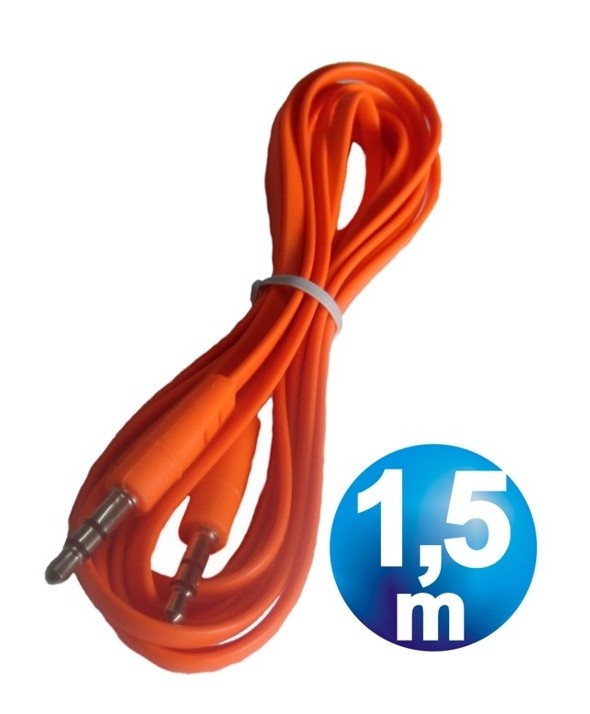 Conex.audio jack 3.5mm m/m st plano 1.5m naranja