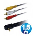 Conex. jack 3.5 4 cortes a 3 rca (videocamara) 1.5m