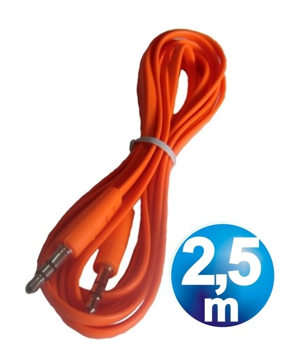 Conex.audio jack 3.5mm m/m st plano 2.5m naranja