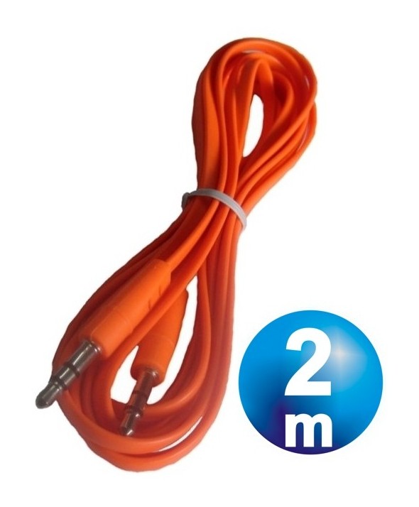 Conex.audio jack 3.5mm m/m st plano 2m naranja