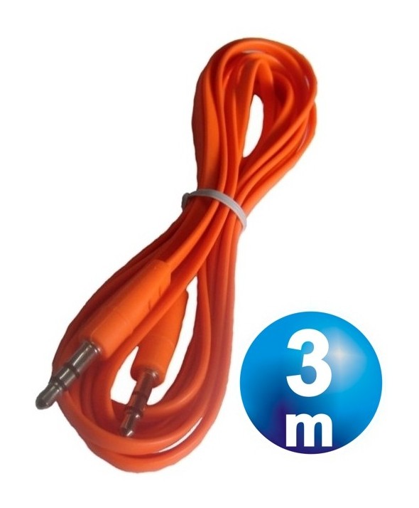 Conex.audio jack 3.5mm m/m st plano 3m naranja