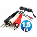 Conexion audio jack 3.5 st/m a 2 rca/m 1.5m economico