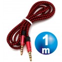 Conexion jack 4 cortes 3.5 m / m cable 1 m rojo nylon