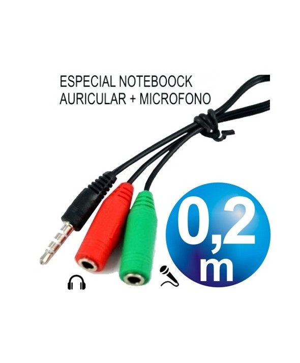 Conexion audio + micro jack 3.5 st/m a 2 st/h 0.2m