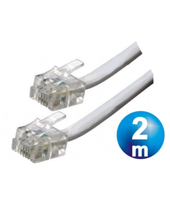 Conexion telefonica m/m rj11 6p4c blanca 2 metros