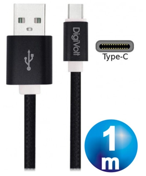 Conexion usb-c macho a usb 1m nylon 2.4a digivolt