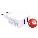 Alimentador 220v a 2 x usb 5v (2500ma) qc-2427