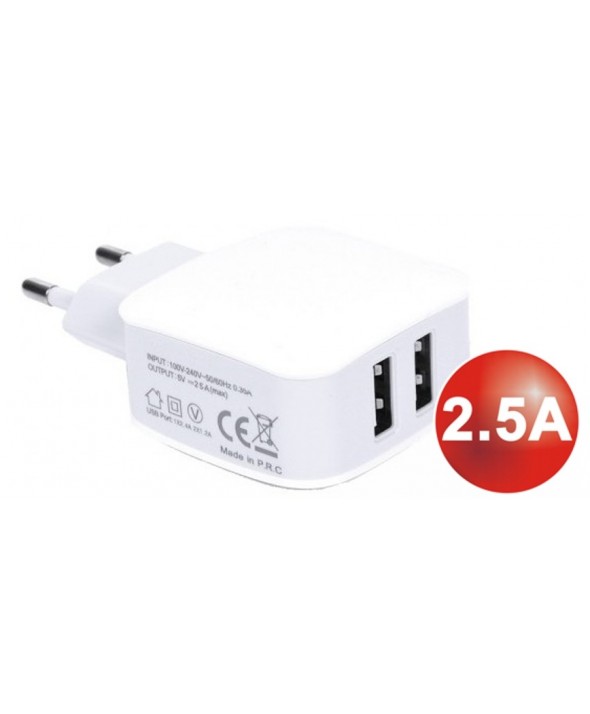 Alimentador 220v a 2 x usb 5v (2500ma) qc-2427