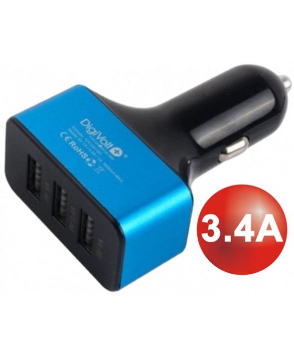 Alimentador coche 3xusb (3400ma) digivolt