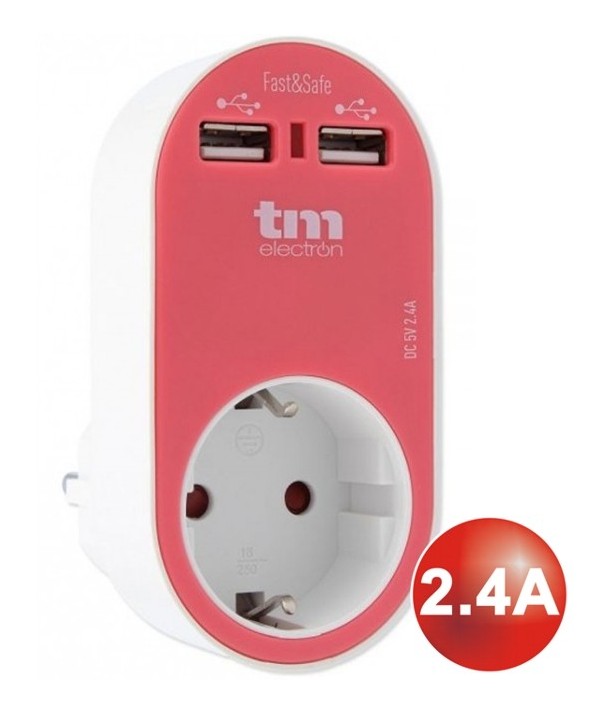 Cargador doble usb 2.4a schuko tmuad114