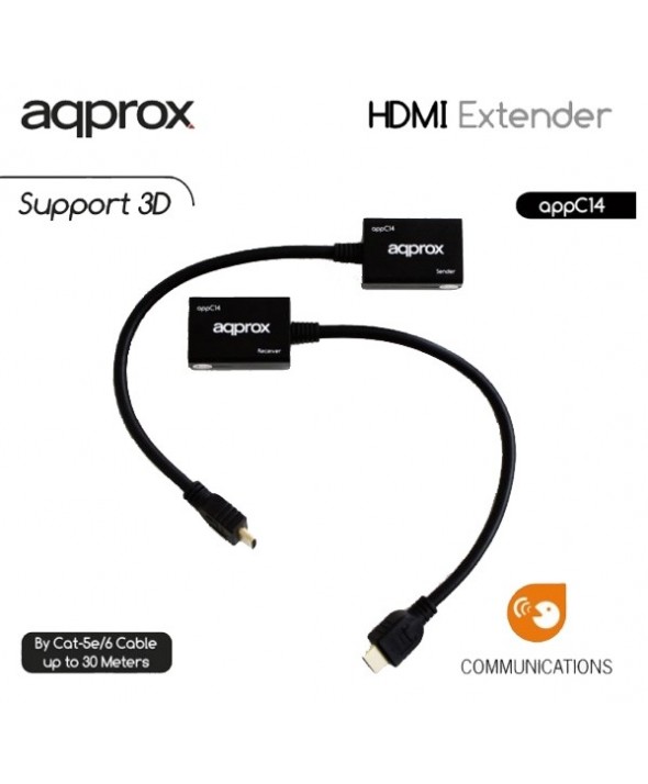 Extensor 30 m hdmi por rj45 1080i 3d approx