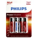 Pila alcalina lr-6 (aa) philips power alkaline blister 4 unidades