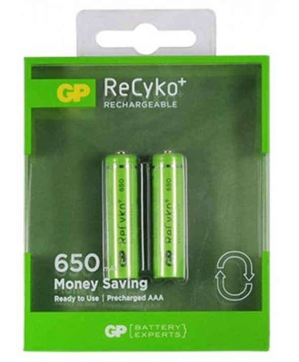 Bateria recargable aaa 650mah recyko gp blister 2