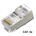 Conector telefonico rj45 8p8c cat.5e blindado para cable rigido