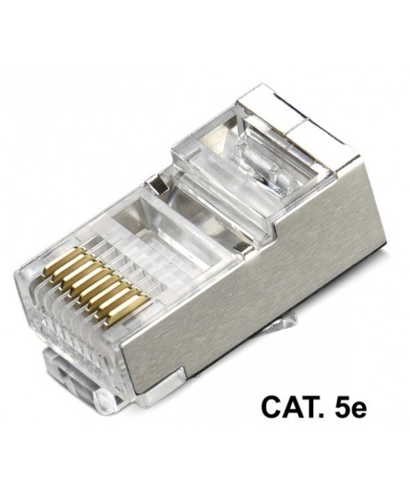 Conector telefonico rj45 8p8c cat.5e blindado para cable rigido