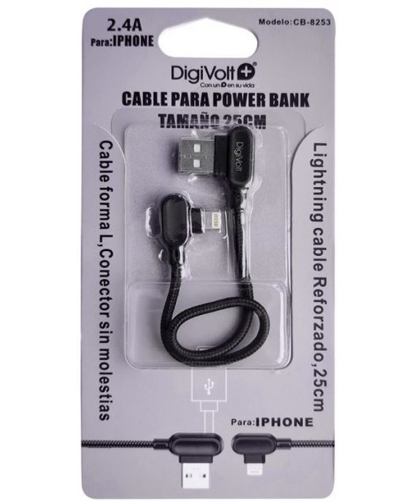 Conexion alimentacion iphone 25cm power bank