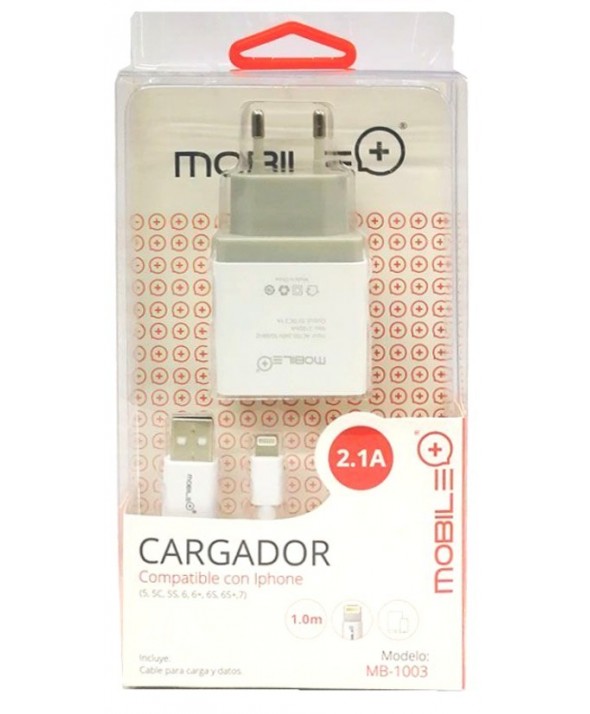 Kit carg.red usb (2.1a) + conexion iphone 1m mb-1003